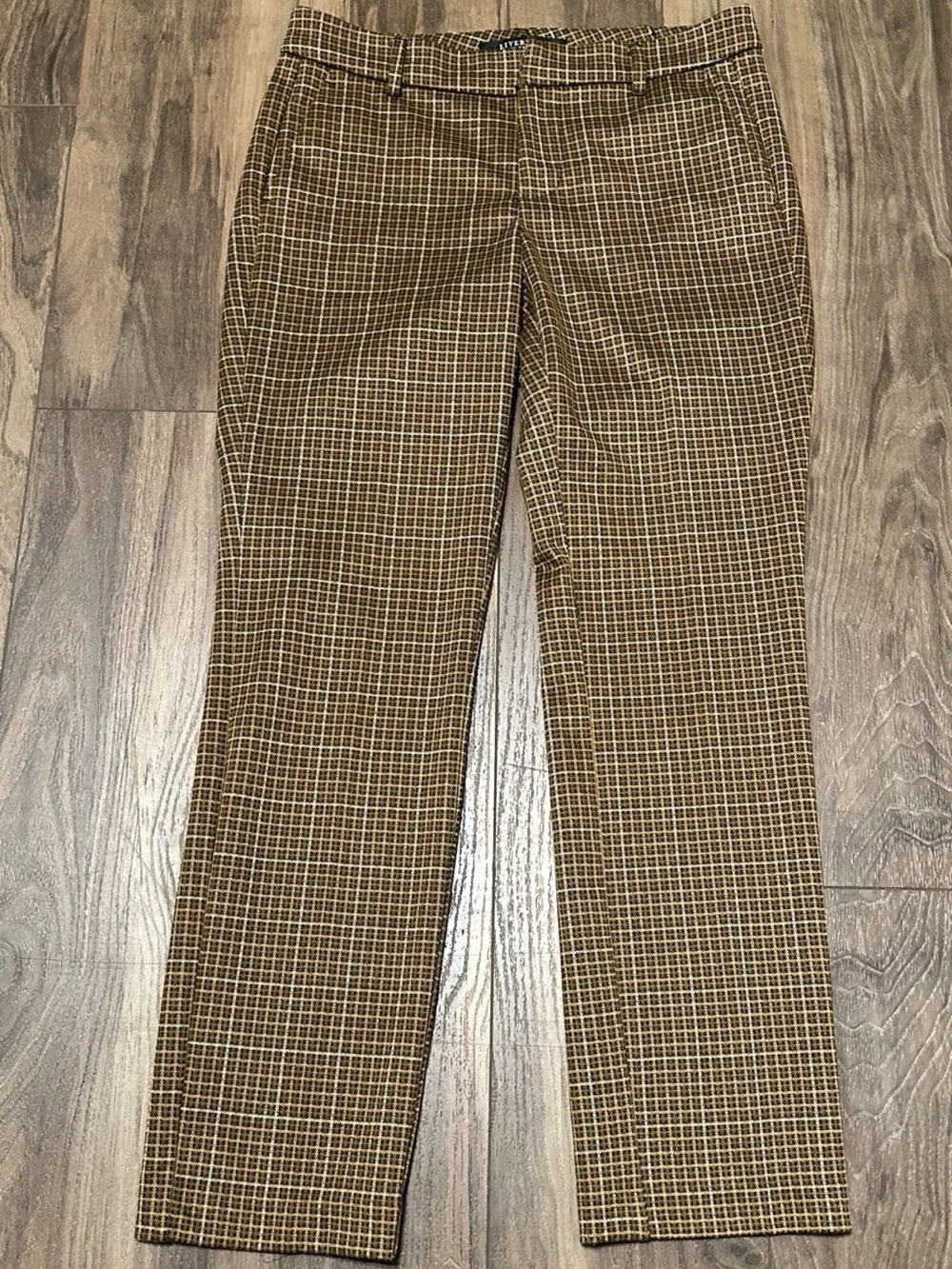 Liverpool Los Angeles Kelsey Knit Trouser Jasper Brown Plaid Check Pants 6/27